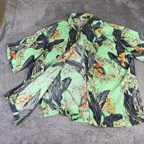 Speedo Swim Beach Cover‎ Up Womens Large Green Aquatic Floral Print Open Front - Picture 2 of 12